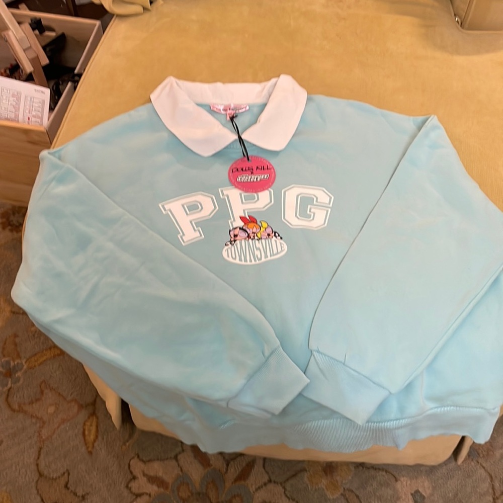 Dolls Kill Blue PowerPuff Girls Collared Sweatshirt
